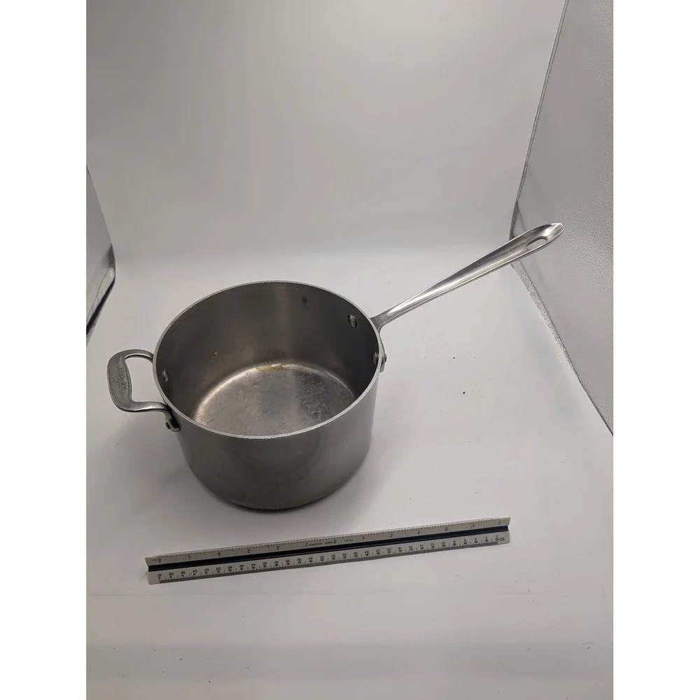 All-Clad Stainless Steel 8 Inch Saucepan W/ Helper Handle Silver Cookware NO LID